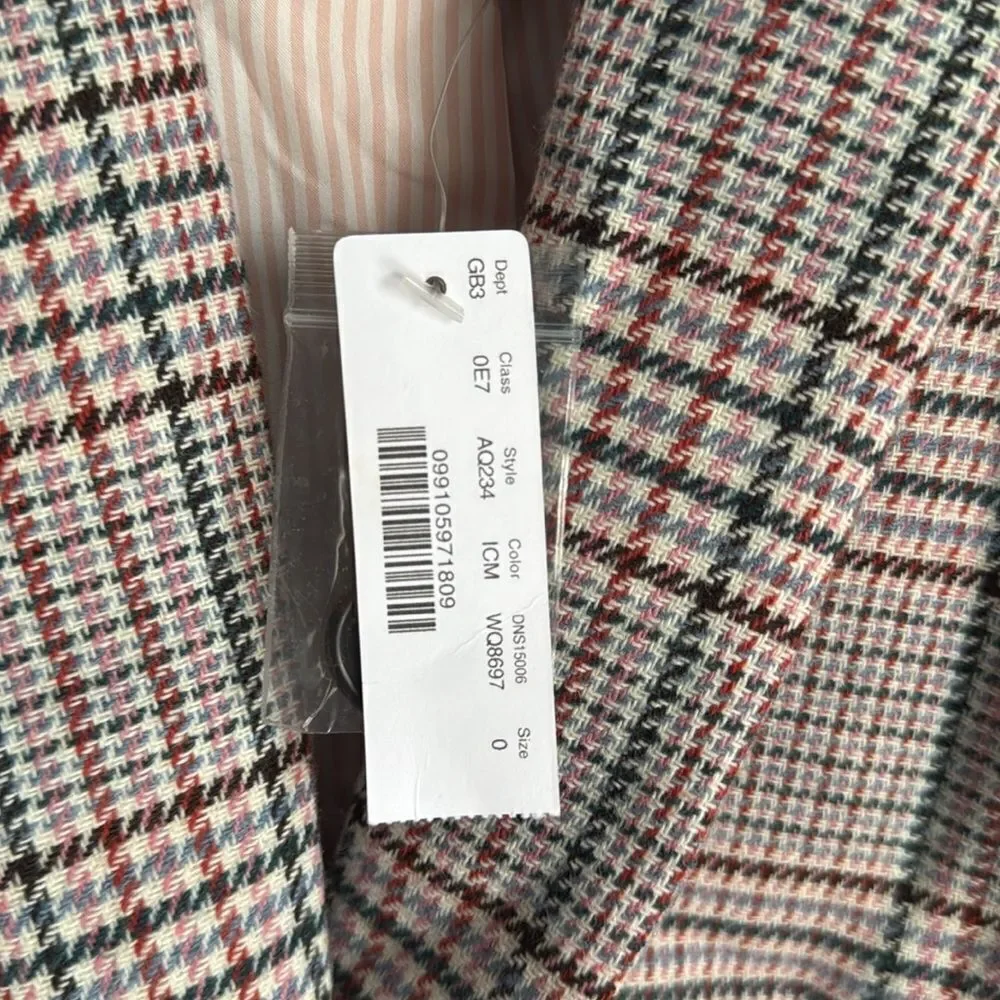 NEW J crew Parke blazer in ivory plaid Italian wool Size 0